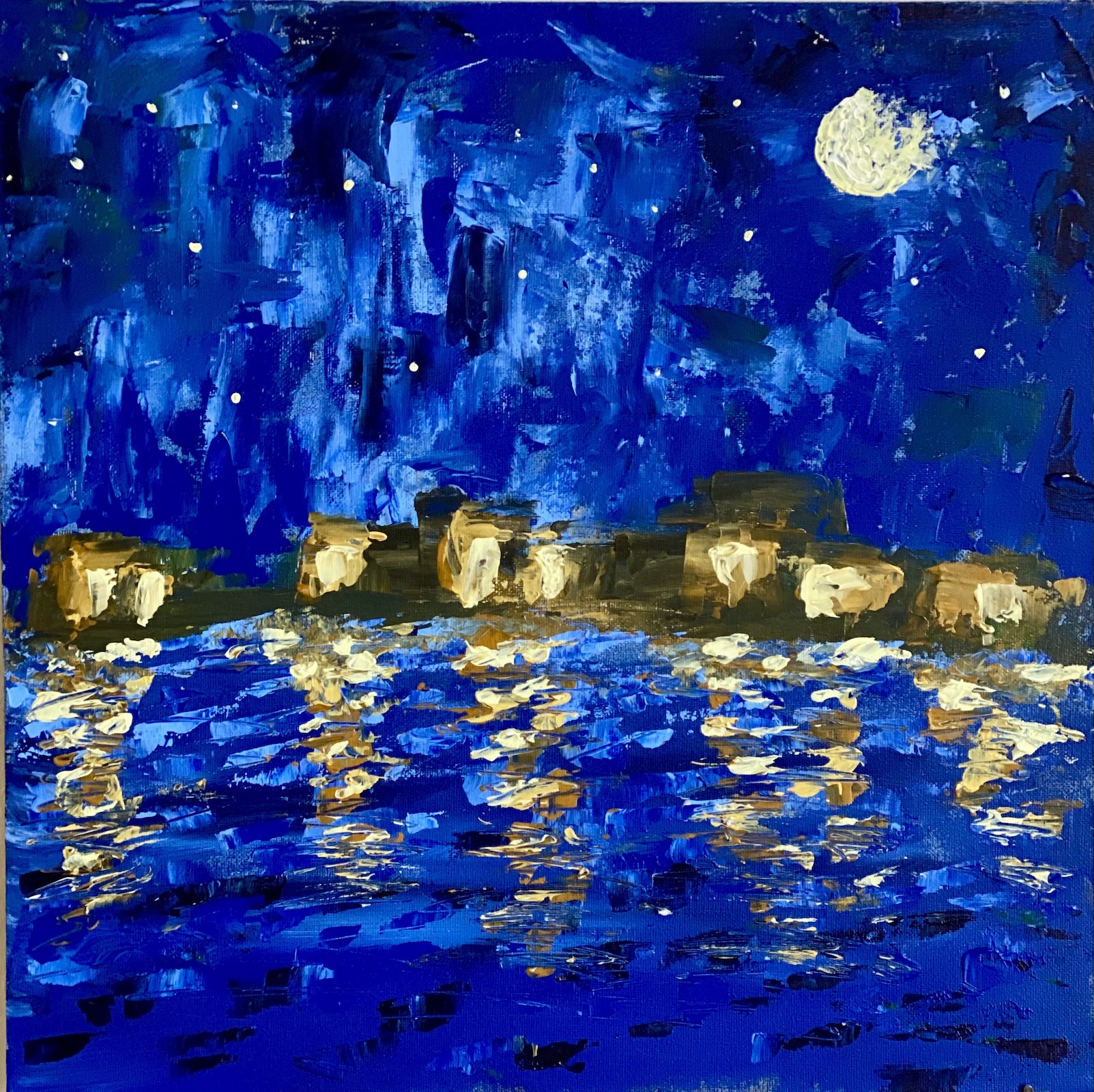 Night by the Sea, Acryl 40x40